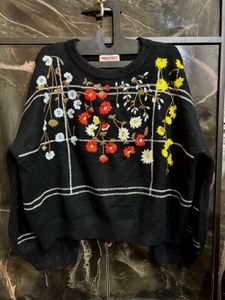 Korean trendy Floral Embroidered swater