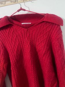 Cozy Chic Red Cable Knit Sweater
