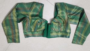 Green Brocade Blouse with Full Sleeves