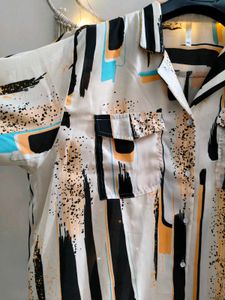 Artistic Print Button-Up Shirt 5XL