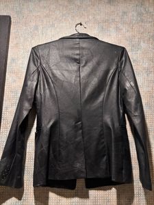 Black Faux Leather Blazer
