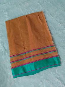Elegant Orange Dupatta with Teal Border