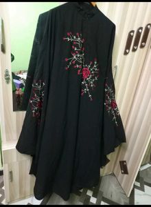 Elegant Black Embroidered farasha abaya