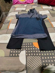 Hooded T-shirt &amp; 3)4 short Pants Set
