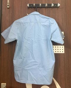 Blue Short Sleeve Button-Up Shirt