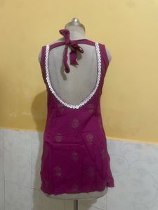 Beautiful Magenta Kurta with Gold Print