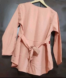 Peach Embroidered Rose Top 34 Bust