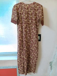 Elegant Brown Floral Print Kurta