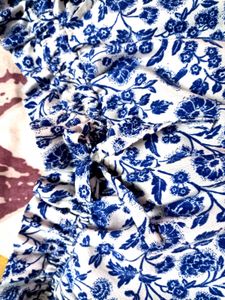 Cool blue and white printed shorts for women