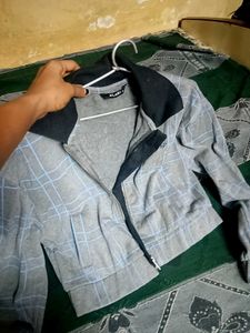 Grey Checked Bomber Jacket