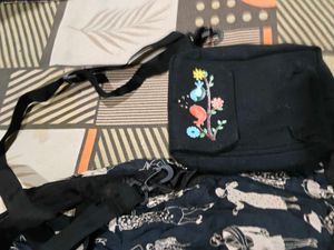 Unique Black Print Dress with Matching Bag free