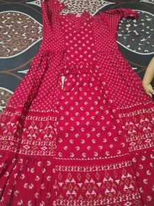 Beautiful Red Printed Anarkali kurti