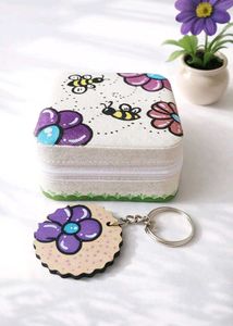 Hand Painted Jewellery Box & Keychain Combo 🌸