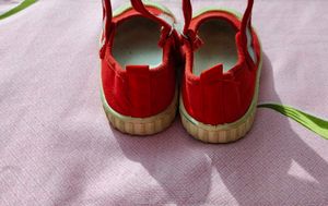 Red Mary Jane Canvas Shoes