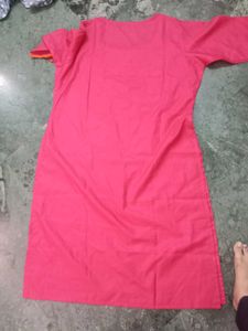 Pink Kurti with Mirror Work