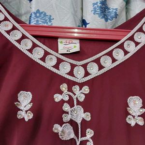 Maroon Embroidered Anarkali Style Gown