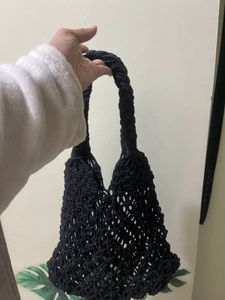 Stylish Black Knit Tote Bag