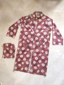Daisy Print Long Raincoat Coat for Women