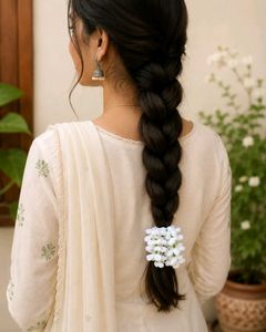 Handmade crochet mogra hair tie