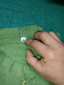 Green Linen Blend Kurta