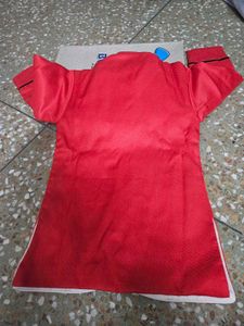 red and black party wear dress with shoes