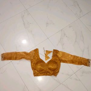 Elegant Gold Sheer Sleeve Blouse