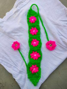 Green Floral crochet Headband