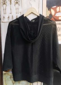Black Mesh Hoodie "Rock It Babe"
