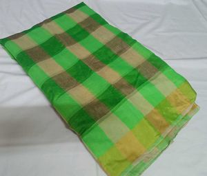 Vibrant Green Checkered Saree