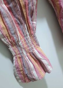 Unique Back-Design Striped Top with Flared Hem🎀