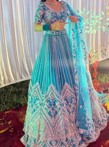 Stunning Teal Embroidered Lehenga Choli