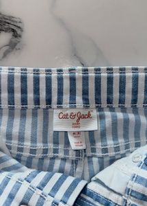 low waist Striped Denim Shorts