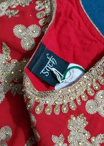 Bright Red Color Gown with Legging and Duppata