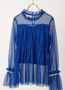 Royal Blue Sheer Mesh Top