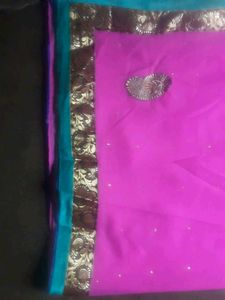 Stylish Pink Saree with Embellished Border