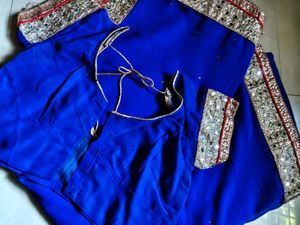 Royal Blue Embellished Saree