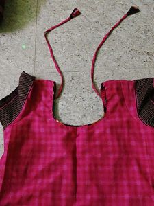 Vibrant Pink Checked Kurta