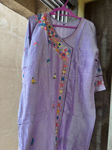 lavender Embroidered Kurta