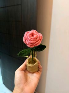 Crochet rose pot