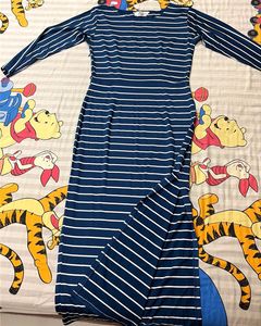 Blue &amp; White Striped Maxi Dress