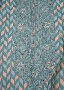 Teal &amp; White Printed Kurta Set