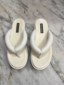 Stylish White Padded Flip-Flops