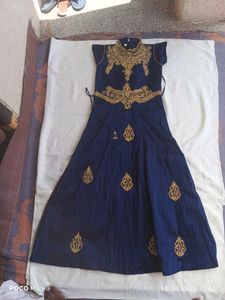 Stunning Navy Blue Embroidered Gown