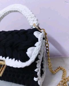 Premium Handmade Crochet Sling Bag  🖤🤍