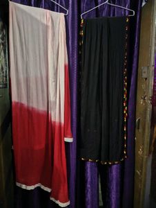 Elegant Red &amp; Black dupatta Set