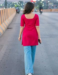 Vibrant Pink Kurta with Tassel Sleeves