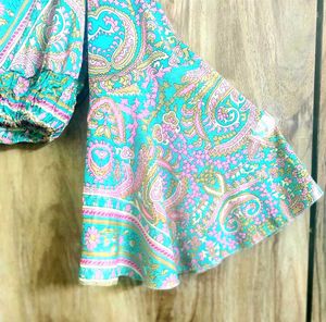 Boho Print  Art silk Crop Top Size-34