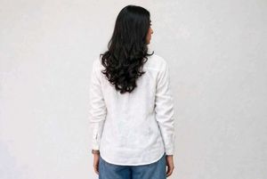 White Shirt with Red Heart Embroidery