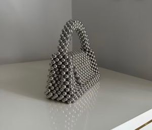 Silver Metallic Beaded Bag