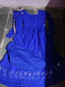 Royal Blue Anarkali Kurta Set